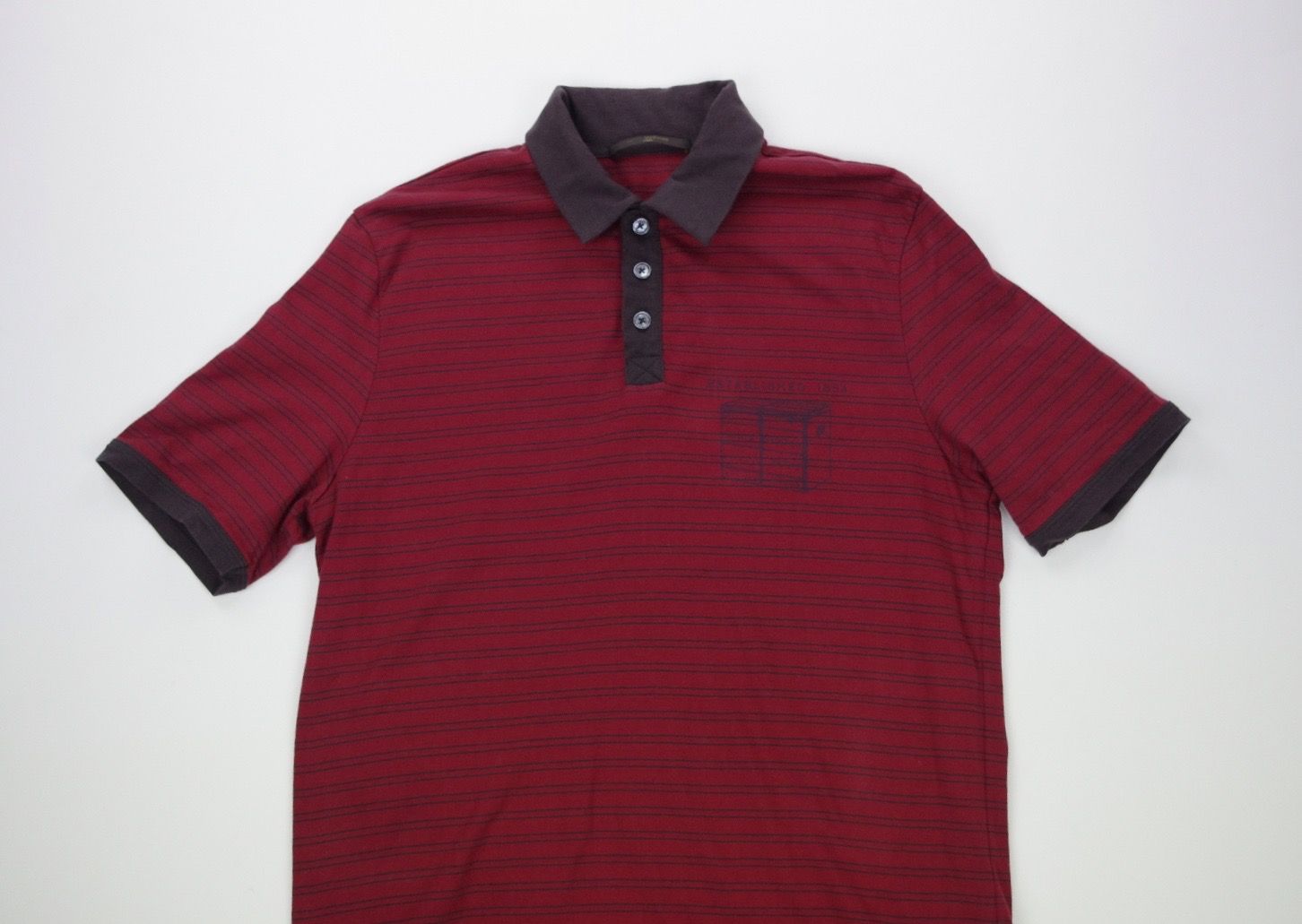 LOUIS VUITTON red striped Polo shirt LV logo trunk Small Slim fit Made in Italy | eBay