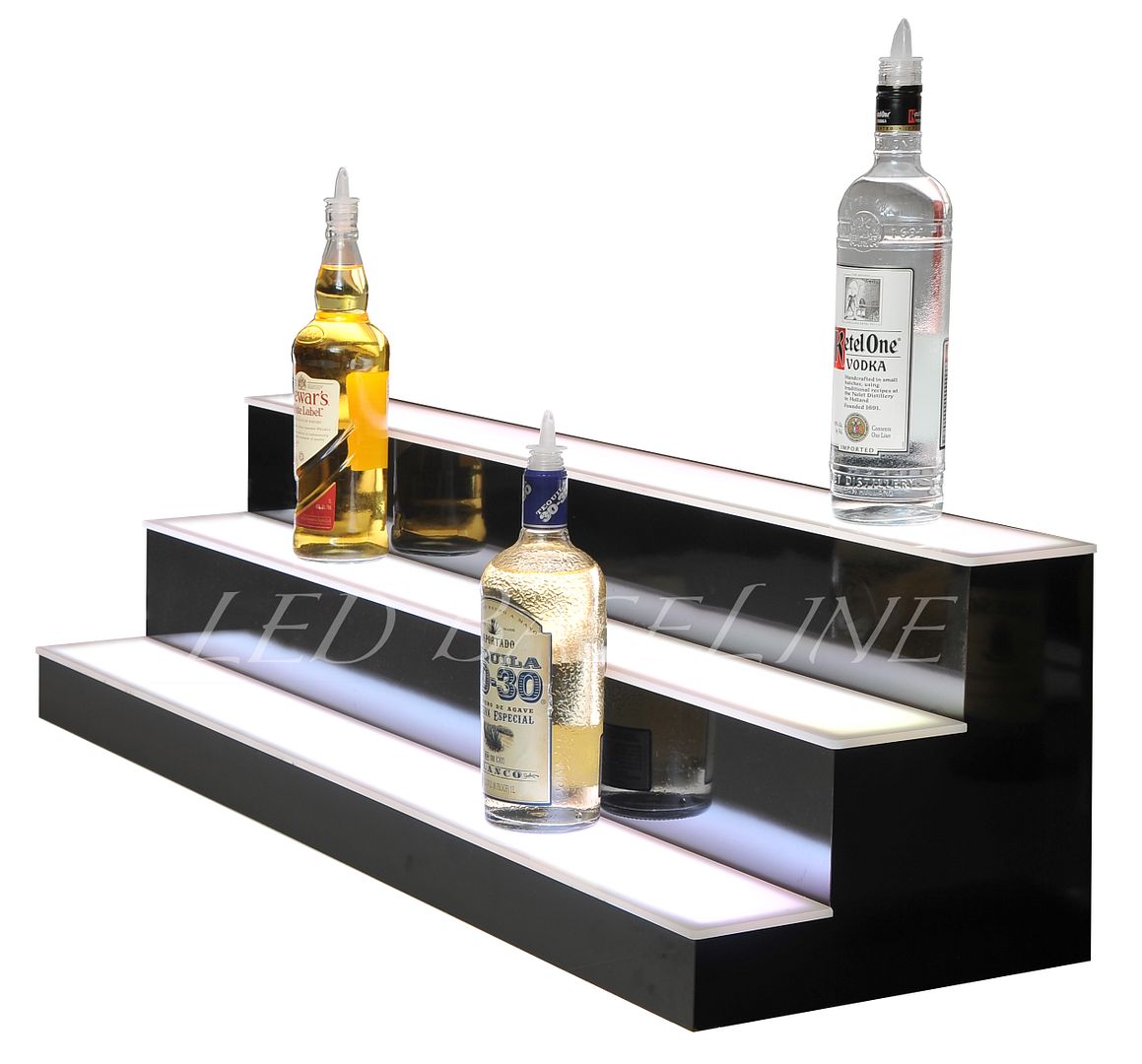 40" LED LIGHTED BAR SHELVES, Three Step, Color Changing liquor bottle