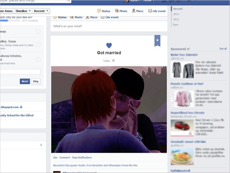 Got Married status on Facebook