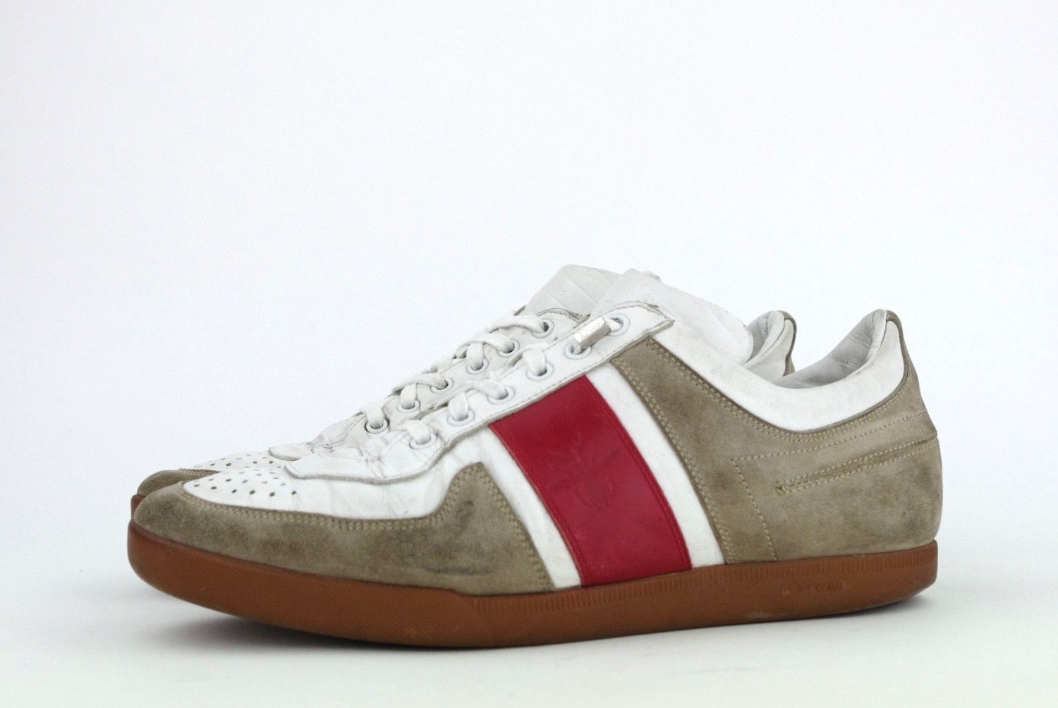 DIOR HOMME Leather Suede White Red Tan shoes GAT AW04 Hedi Slimane 43.5 ...